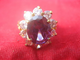 Holy Rare Blessed Purple &amp; White Gems Ring Top Talisman Luck Life Thai A... - £19.51 GBP