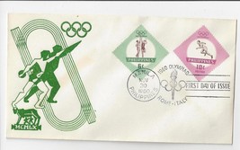 Philippines 1960 FDC Olympic Sport Sc 821 822 Discus Thrower Thermograph... - $5.75