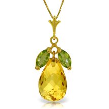 Galaxy Gold GG 14k Solid Gold 18&quot; Necklace with Citrine Pendant and Peridot acce - £467.61 GBP