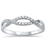 14K White Gold .16 Carat Diamond Twisted  Infinity Anniversary Wedding Band - $425.99