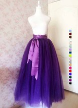 Purple Tulle Maxi Skirt Outfit Women A-line Custom Plus Size Holiday Tulle Skirt image 5