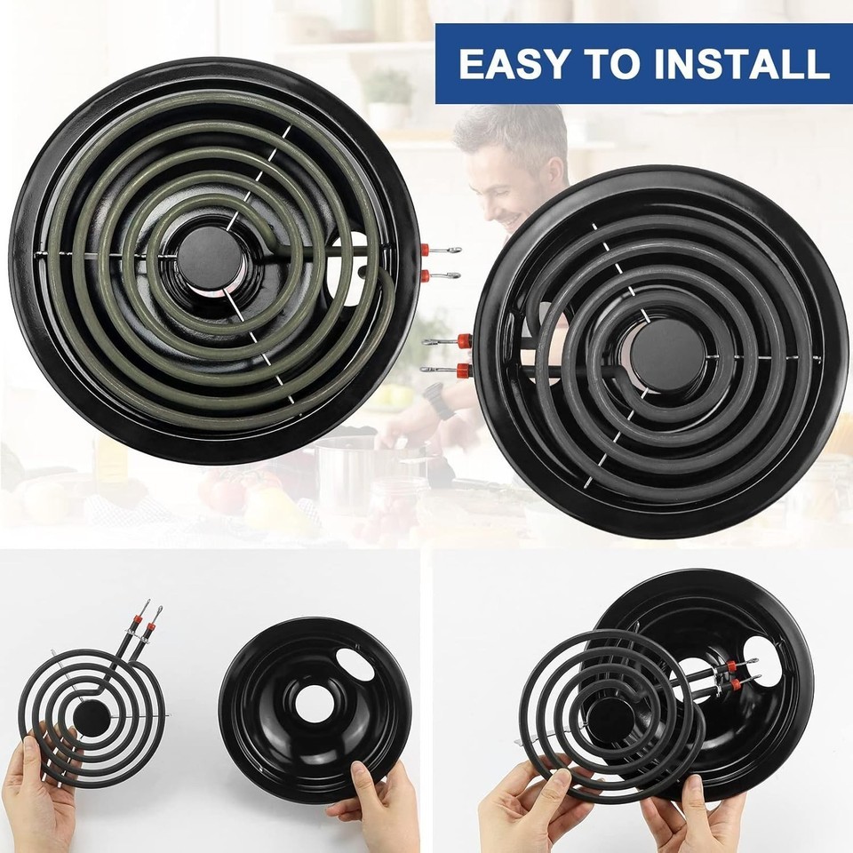 Versatile 8-Piece Black Drip Pan & Burner Set - Fits Frigidaire & Kenmore Stoves Item image 10