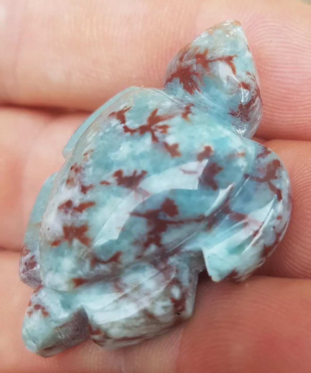 natural blue LARIMAR handcarved Gemstone TURTLE for decoration 20 grams ... - $891.22 MXN