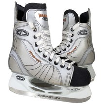 Ice Hockey Skates Men Size 6 Easton Magnum Bladz Silver and Black Junior - $61.88