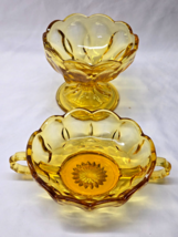 Vintage ANCHOR HOCKING Amber Glass FAIRFIELD 4&quot; Candy Comport Dish And 5... - $25.40 CAD