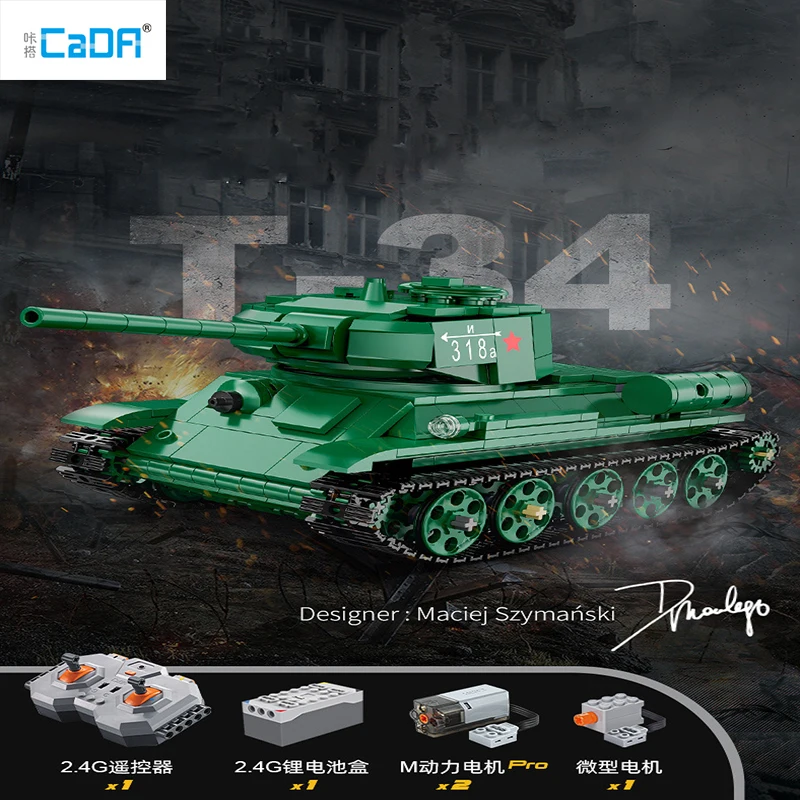 Cada 2.4G Radio Control World War Soviet Union Sd Kfz T-34 Military Tank - £77.96 GBP+