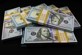 Full Print 50K Realistic Prop Money New Fake 100 Dollar Bills Real Cash Replica - £29.23 GBP