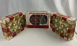 34 Vintage Glass Round 2&quot; Christmas Ornaments Gold Red Woolwoth&#39;s~Coby in Boxes - $75.00