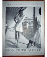 Saks Fifth Avenue Alice Marble Advertising Print Ad Art 1940s - $12.32 CAD