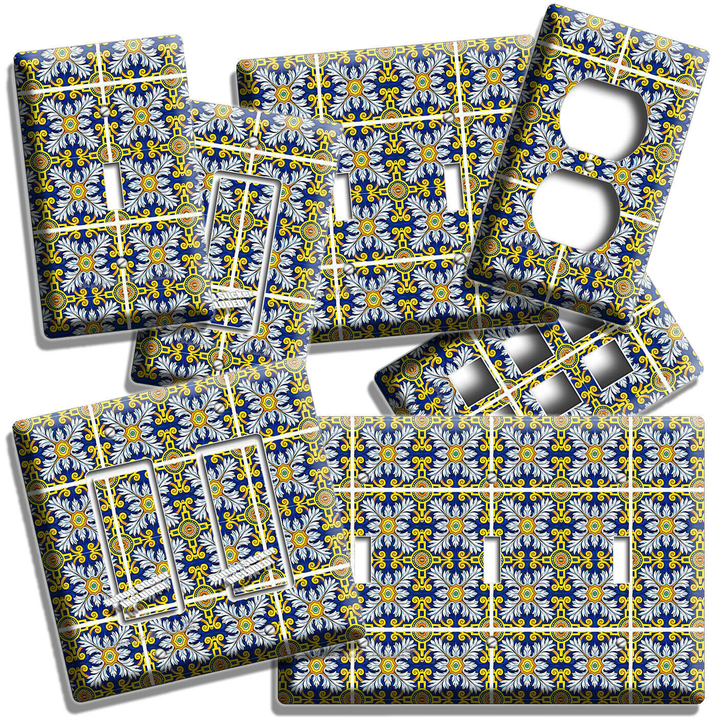 ITALIAN MAJOLICA TILES LOOK LIGHT SWITCH OUTLET PLATE KITCHEN BATHROOM ART DECOR