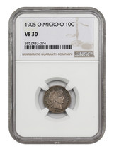 1905-O 10C Ngc VF30 (Micro O) - £438.69 GBP