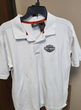 Harley Davidson Polo Shirt Mens White Short Sleeve Size L Excellent Condition - £9.66 GBP