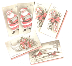 Vintage Christmas Cards Santa Glitter Sparkle Candy Cane Cornucopia Set ... - $42.00