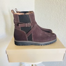 DONALD PLINER Buckled Lug Sole Bootie, Suede Leather, Dark Brown, Size 1... - $129.97