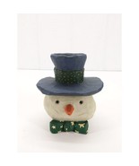 vtg 1999 Otagiri Folk Snowman Candle Holder Hand Carved Look Sande Elkins - £8.41 GBP