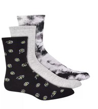 Jenni Women&#39;s 3pk Daisy &amp; Tie-Dyed Crew Socks - £6.66 GBP