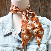 Brown and Cream Floral Western Skinny Cowgirl Mini Wild Rag Scarf Necktie - $18.81