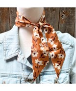 Brown and Cream Floral Western Skinny Cowgirl Mini Wild Rag Scarf Necktie - €16,18 EUR