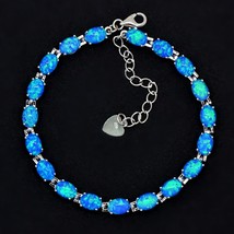 Wholesale &amp; Retail Fashion Blue Fire Opal Bracelet 925 Sterling Sliver Jewelry F - £27.46 GBP