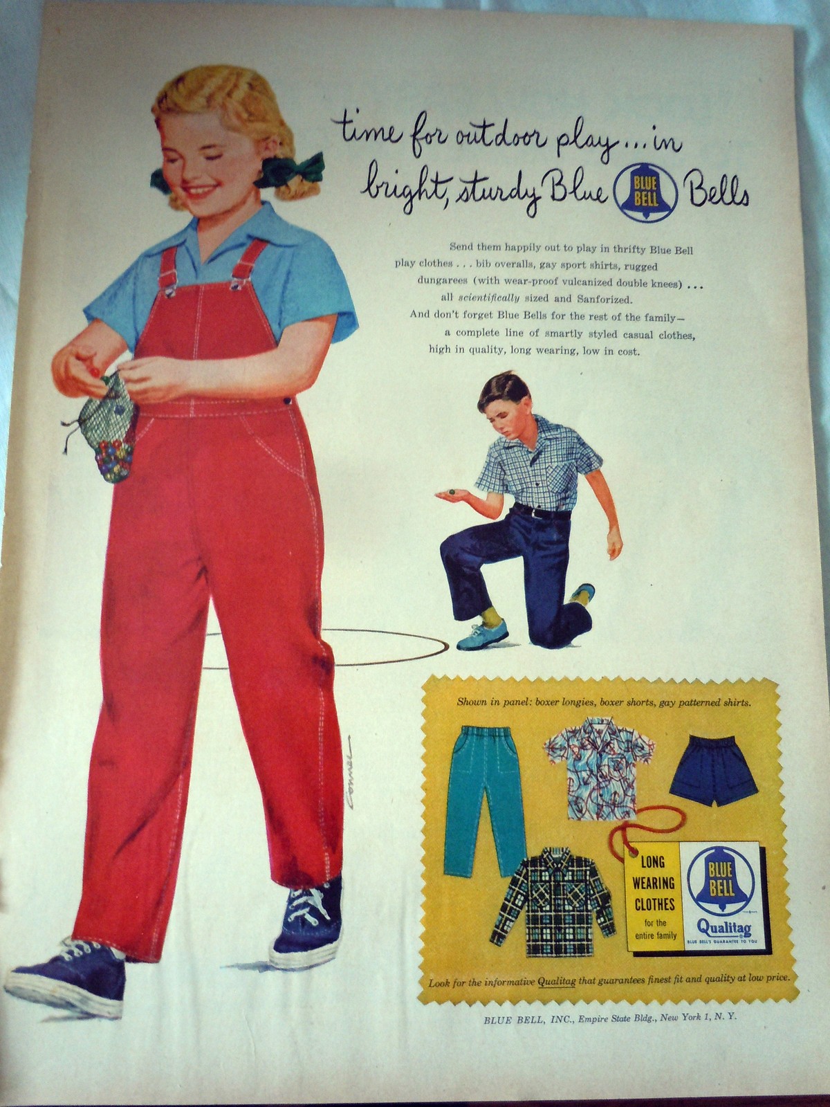 Blue Bells Play Clothes Magazine Advertising Print Ad Art 1940s - $6.99