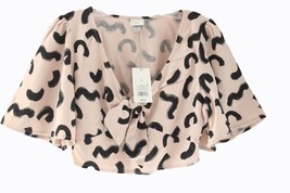 A New Day Women or Teen  Flutter Short Sleeve Tie-Front Shirt Tan Size S - $282.54 MXN