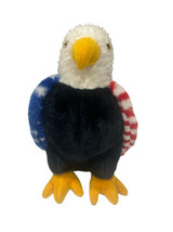 Patriotic American Bald Eagle 10.5&quot; Plush Ty Beanie Buddies SOAR Stars Stripes - £11.95 GBP