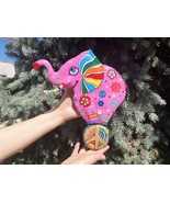 Handmade Clay Elephant Wall Art: Modern Acrylic Painting - $2,815.65 MXN