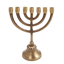 Traditional Seven Branched Menorah 5,5 inch Antique Bronze Candle Holder Judaica - £27.16 GBP