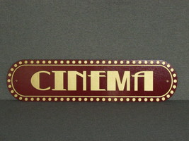 Vintage Style Red and Gold CINEMA Wood Wall Sign Movie Home Decor - £54.78 GBP