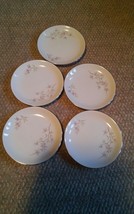 Lot of 5. 6 1/4 Inch Amherst Japan Plates Borsumy Platinum Trim Pink Flo... - £19.63 GBP