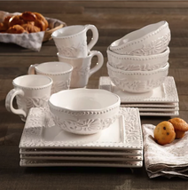 American Atelier Bianca Leaf 16 Pc Dinnerware S White - $60.00