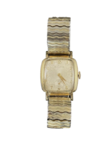 Vintage Bulova Men&#39;s Yellow 10k RGP Bezel Expansion Band Windup Watch Works - £52.32 GBP