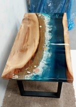 Ocean Epoxy Table Top River Dining Table Acacia Wood Walnut Furniture Patio Deco - £1,262.47 GBP