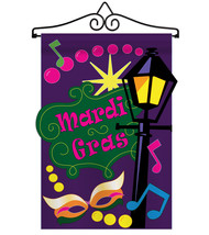 Mardi Gras Time - Applique Decorative Metal Wall Hanger Garden Flag Set GS118002 - £24.08 GBP