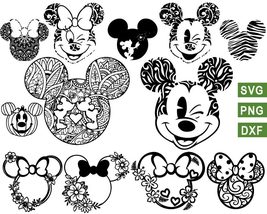 Disney Mandala Svg Png Bundle, Mickey Flower Svg, Minnie Floral Svg - £2.22 GBP
