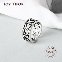 925 Sterling Silver Smooth Rings For Women heart hollowout  Jewelry Beautiful Fi - £6.89 GBP