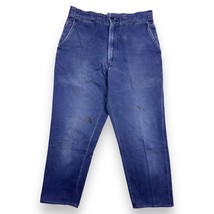 Vintage 50s Chino Twill Workwear Pants Blue Selvedge Slacks Actual 30x26... - £97.77 GBP