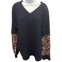 Davi &amp; Dani Sweater Womens Size 3XL Open Knit Long Sleeve Navy Orange V ... - $318.83 MXN