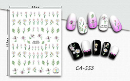 Nail art 3D stickers decal white pink daisies tulips lilies CA553 - £2.52 GBP