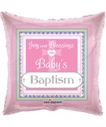 Baby Girls Baptism Foil Balloon Mylar 18&quot; Square Party Supplies Decorati... - $4.06 CAD