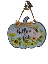 Metal Hanging Plaque Hello Fall 6 Inches Tall - £15.42 GBP