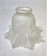 Art Nouveau Style Glass Lamp Shade Ruffle Petticoat Frosted Deco Victori... - €18,82 EUR