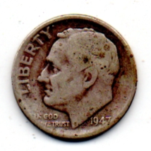 1948 Roosevelt Dime (90% Silver) Strong Features - Ungraded - $8.99