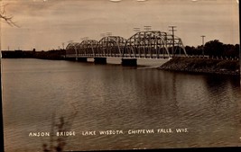 Anson Bridge Lake Wissota Chippewa Falls Wisconsin WI  1937 RPPC POSTCARD BK64 - £6.98 GBP