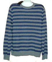 Qi Cashmere   Men&#39;s Gray Blue Striped 100% Cashmere  Sweater Saze 2XL  - £81.91 GBP