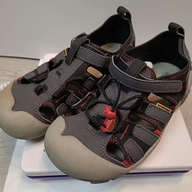 Keen Newport Shoes Boys 3 Gray Black Red Hiking Sandals Waterproof Summer Used - £7.86 GBP