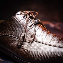 Merida Caiman and Lizard Dress Derby's Shoes Tasseled Laceup Brown image 10