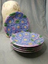 Salute Salad Dessert Plate Ceramics Handpainted Purple Flowers 8.5” Set ... - £29.31 GBP