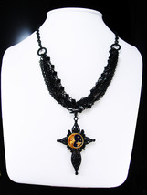 Black gothic Cross necklace Celestial moon stars talisman choker gothic ... - $175.00