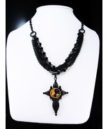 Black gothic Cross necklace Celestial moon stars talisman choker gothic ... - $175.00